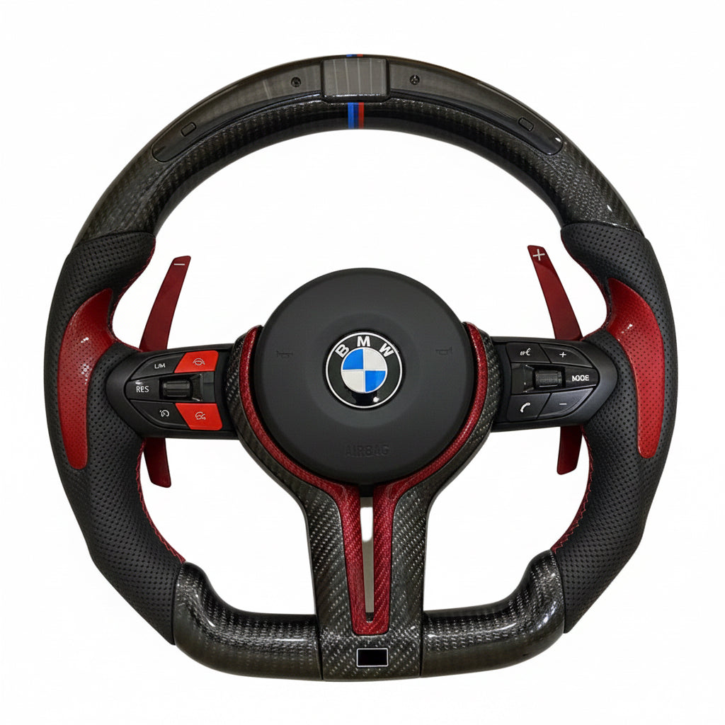 BMW LED Carbon Fiber Flat Bottom Steering Wheel