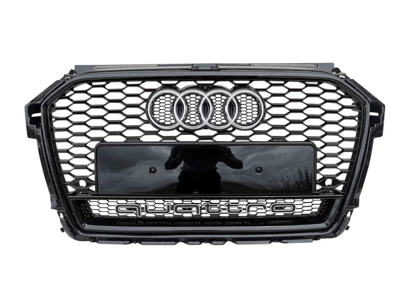 A1 - Facelift: Gloss Black RS Honeycomb Quattro Front Grill 15-18