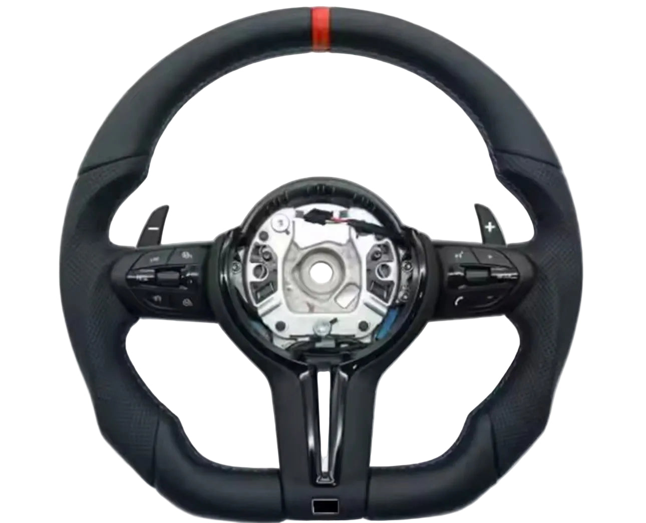 BMW Leather Flat Bottom Steering Wheel With Red Strip