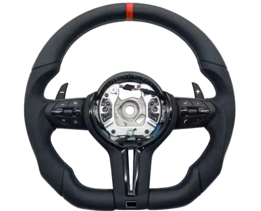 BMW Leather Flat Bottom Steering Wheel With Red Strip