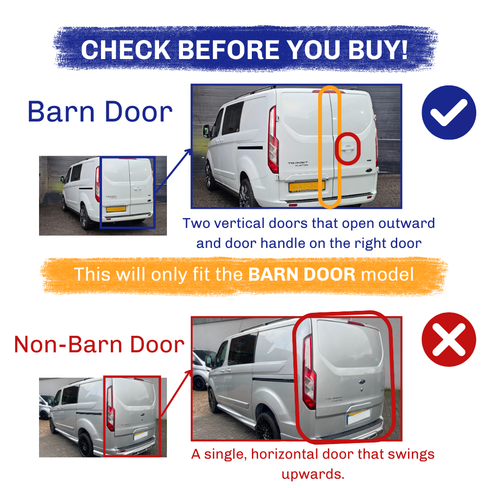 Ford - Transit Custom MK1: Gloss Black Barn Door Rear Spoiler 2012-2023