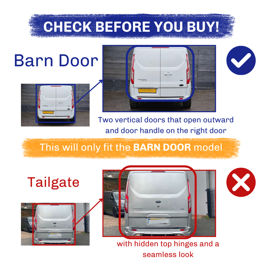 Ford - Transit Custom MK1: Gloss Black Barn Door Rear Spoiler 2012-2023