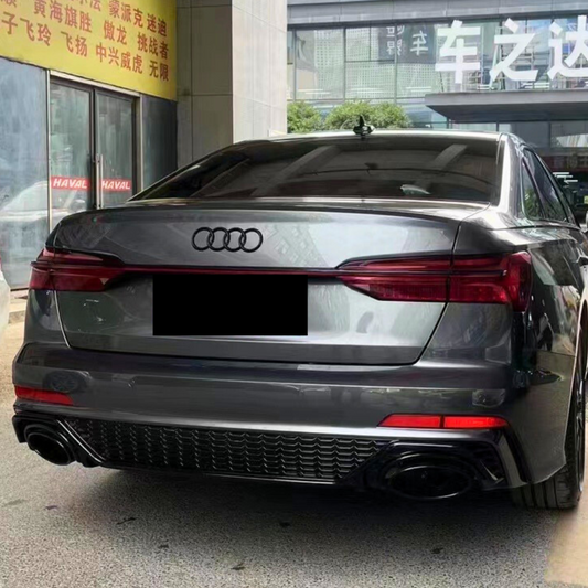 A6/S6 - C8: Gloss Black RS6 Style Diffuser with Black Exhaust Tips 19-23