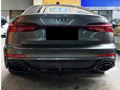 A6/S6 - C8: Gloss Black RS6 Style Diffuser with Black Exhaust Tips 19-23