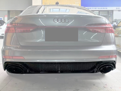A6/S6 - C8: Gloss Black RS6 Style Diffuser with Black Exhaust Tips 19-23