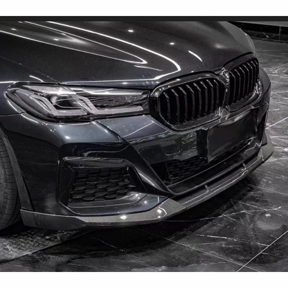 BMW 5 SERIES CARBON FIBER/GLOSS BLACK FRONT SPLITTER 2017-2020