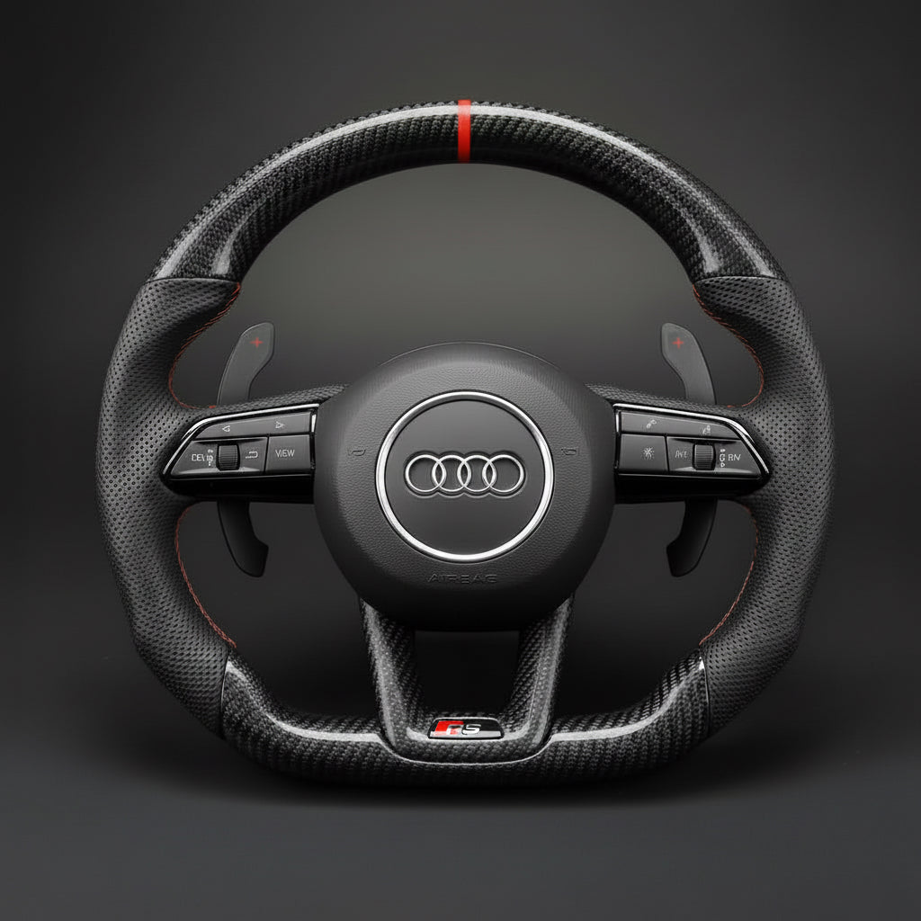 Audi A6 Matte Carbon Fiber Flat Bottom Steering wheel