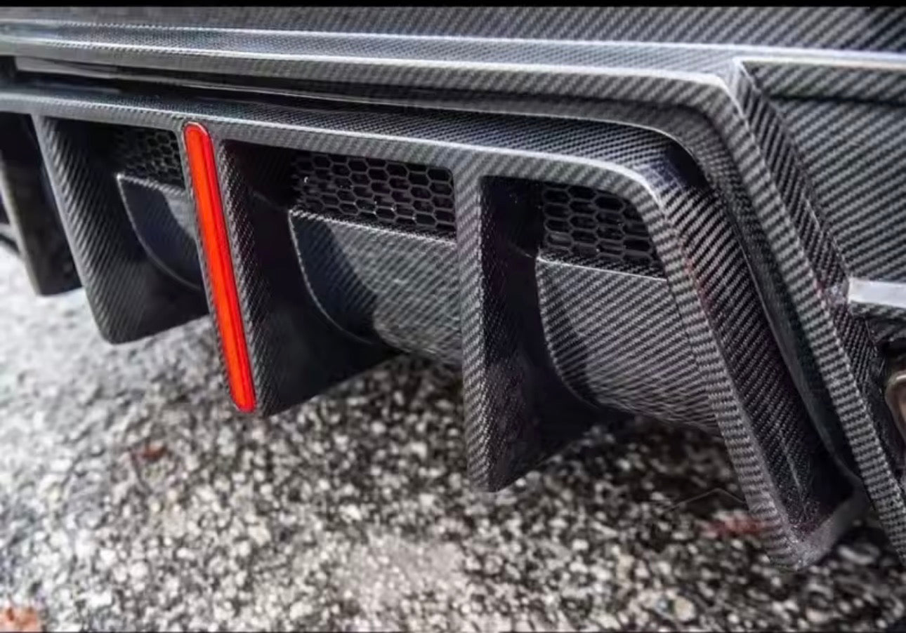 Mercedes GLA Carbon Fiber Dual Exhaust Diffuser With LED Strip
