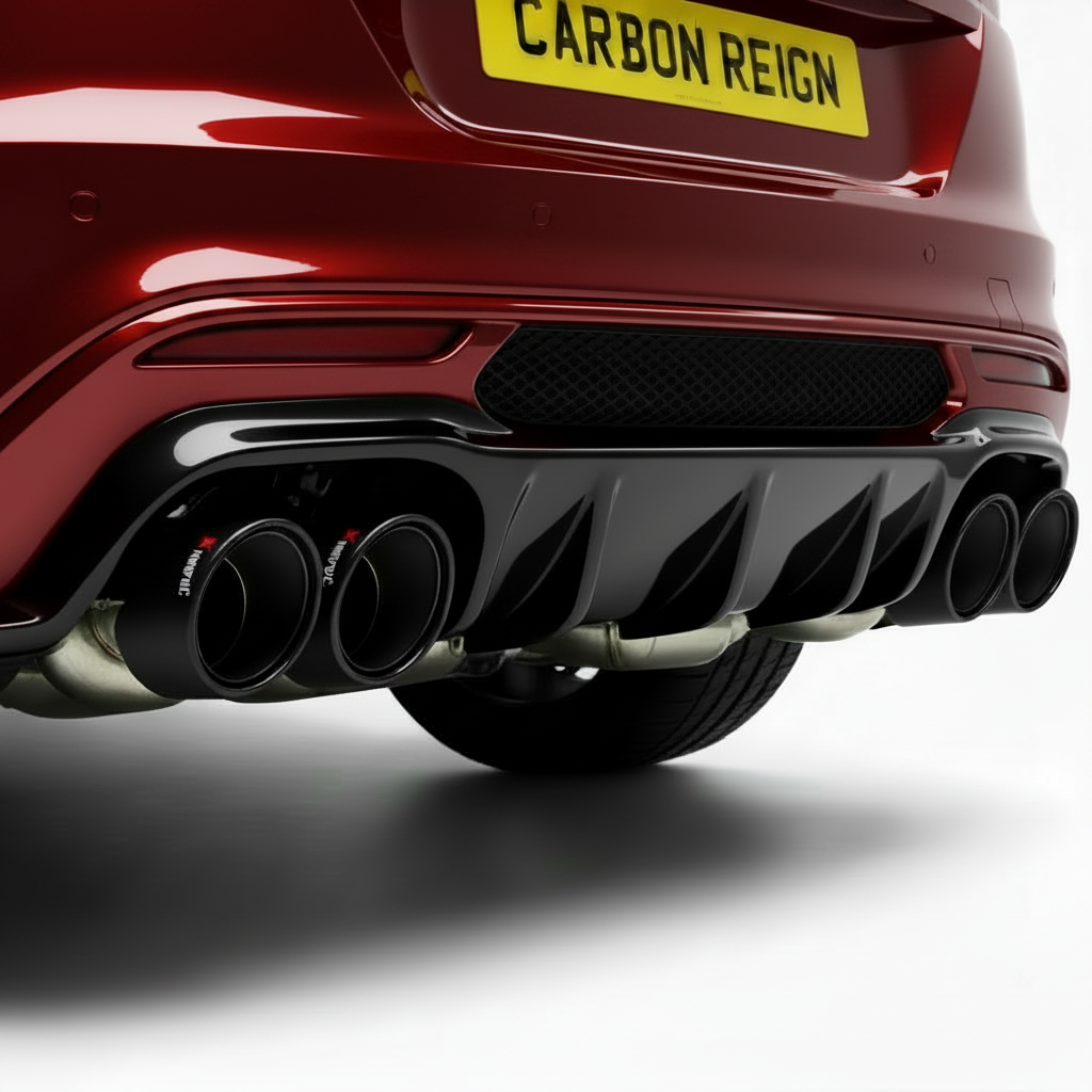 Jaguar F Pace Gloss Black Rear Diffuser + Exhaust Pipe Muffler Splitter