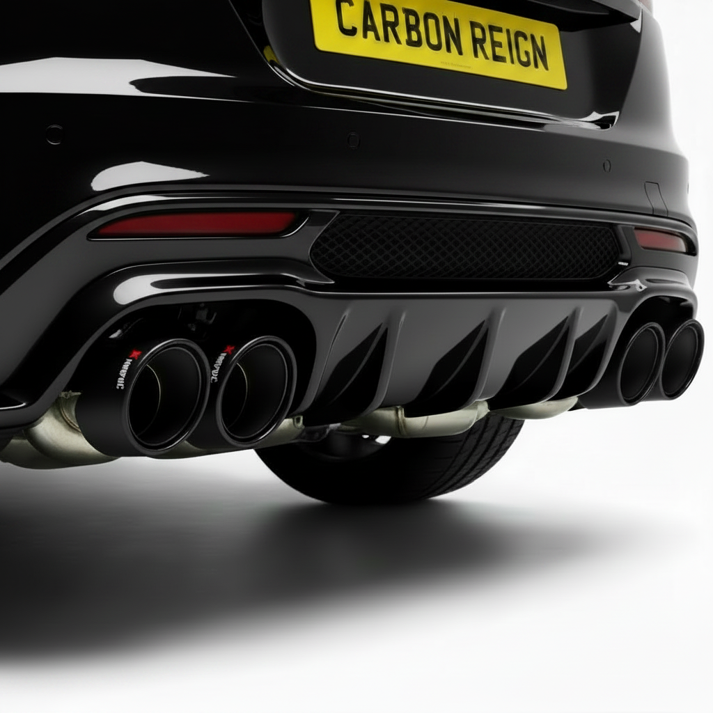 Jaguar F Pace Gloss Black Rear Diffuser + Exhaust Pipe Muffler Splitter