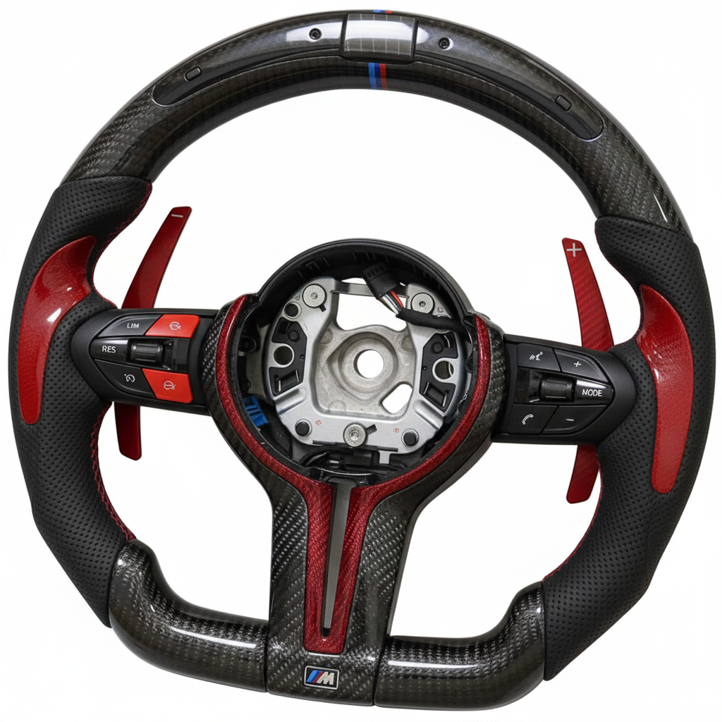 BMW LED Carbon Fiber Flat Bottom Steering Wheel