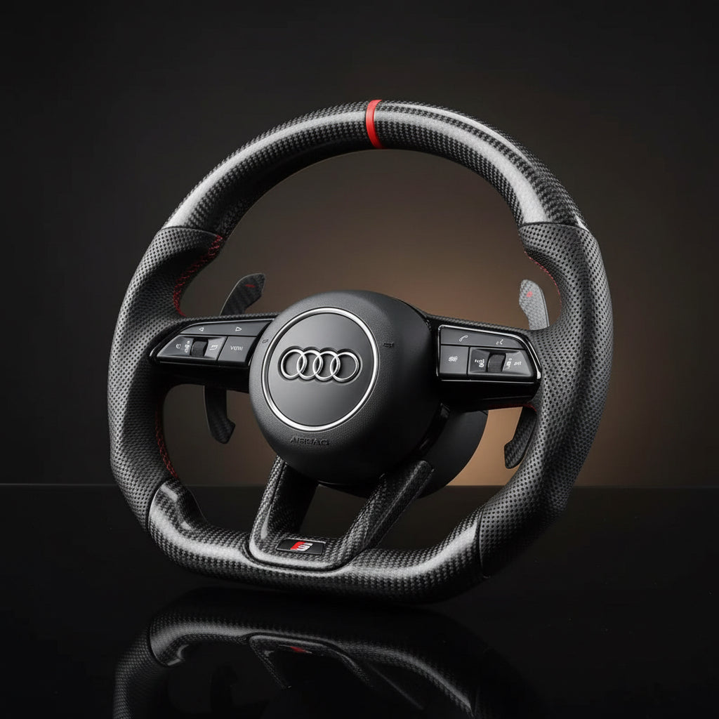 Audi A6 Matte Carbon Fiber Flat Bottom Steering wheel