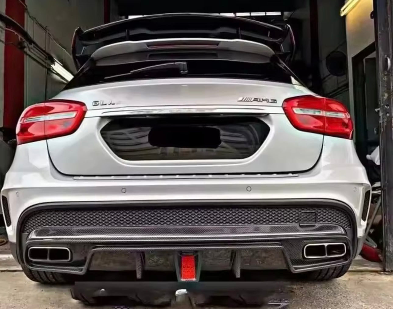 Mercedes GLA Carbon Fiber Rear Diffuser with LED Light