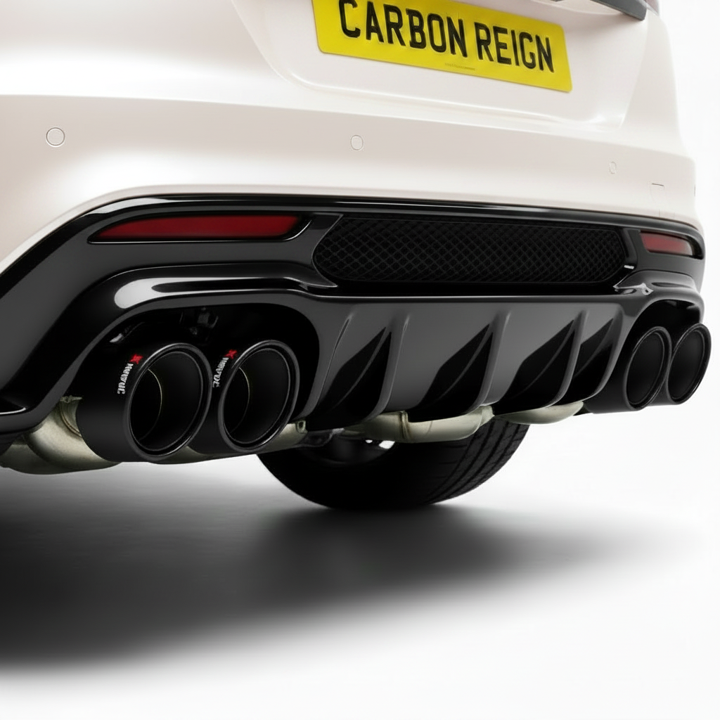 Jaguar F Pace Gloss Black Rear Diffuser + Exhaust Pipe Muffler Splitter