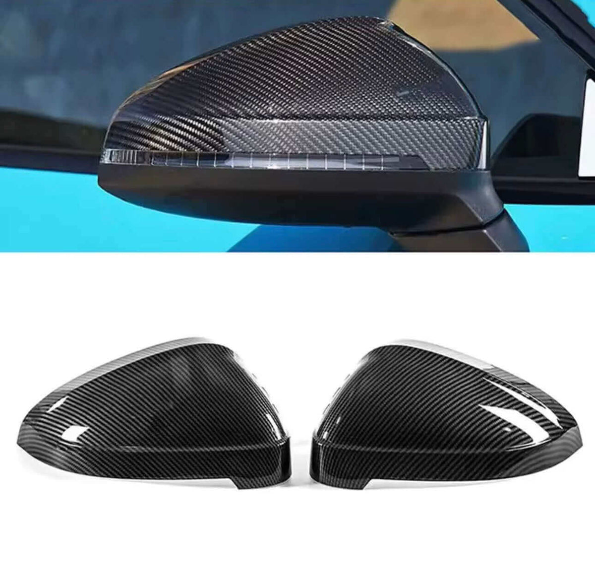 Audi A4 Carbon Fiber No Lane Assist Mirror Caps