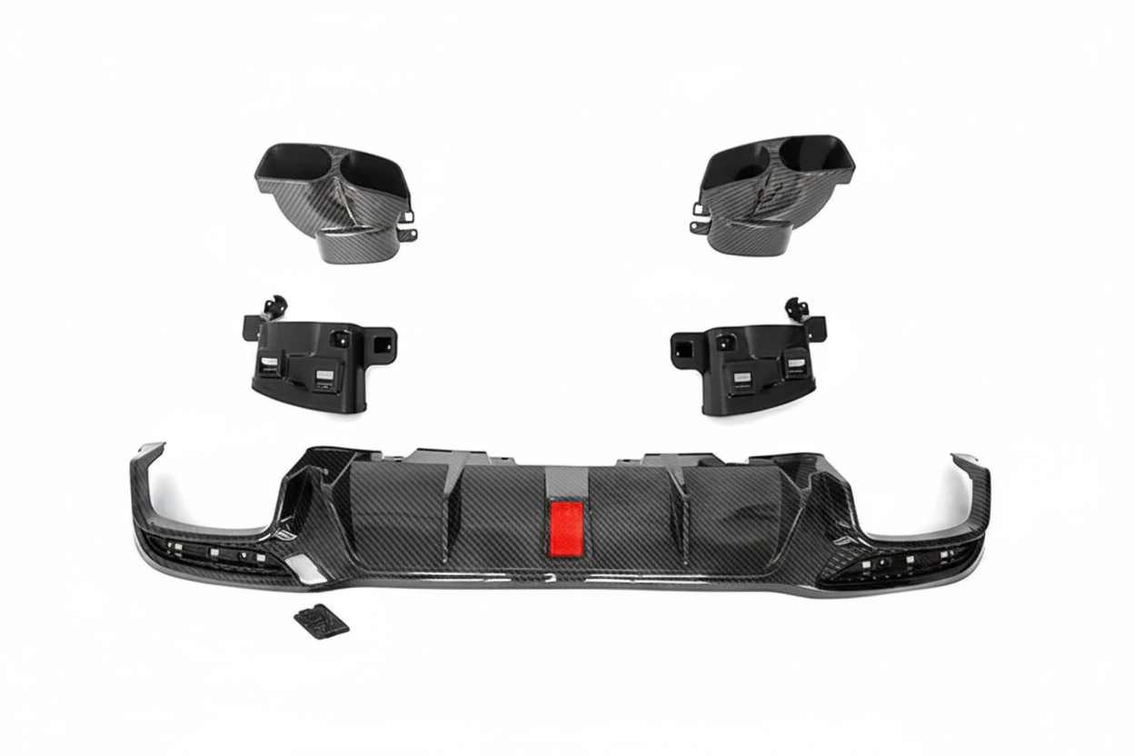 Mercedes GLE Maxton Design Carbon Fiber Rear Diffuser With LED Light