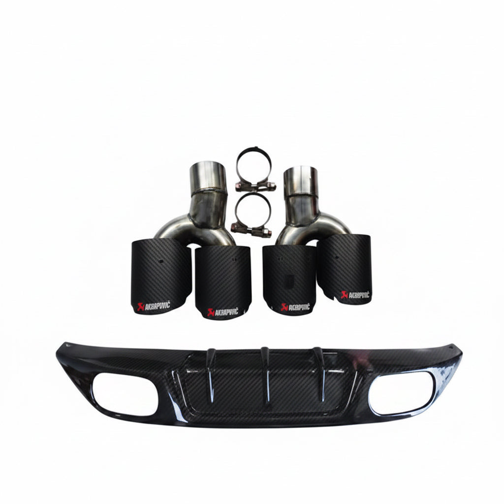 Jaguar F Pace Carbon Fiber Rear Diffuser + Exhaust Pipe Muffler Splitter