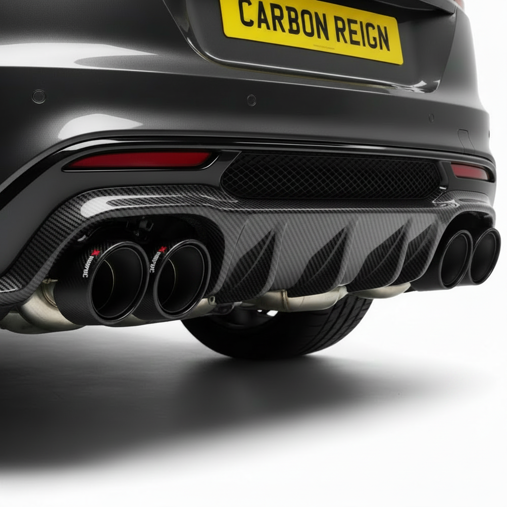 Jaguar F Pace Carbon Fiber Rear Diffuser + Exhaust Pipe Muffler Splitter