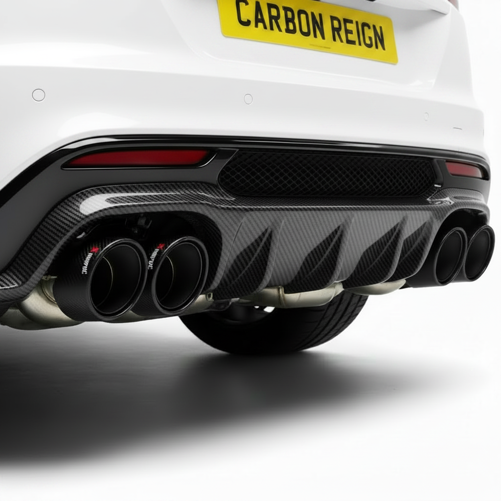 Jaguar F Pace Carbon Fiber Rear Diffuser + Exhaust Pipe Muffler Splitter