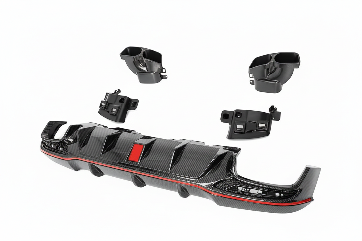 Mercedes GLE Maxton Design Carbon Fiber Rear Diffuser With LED Light