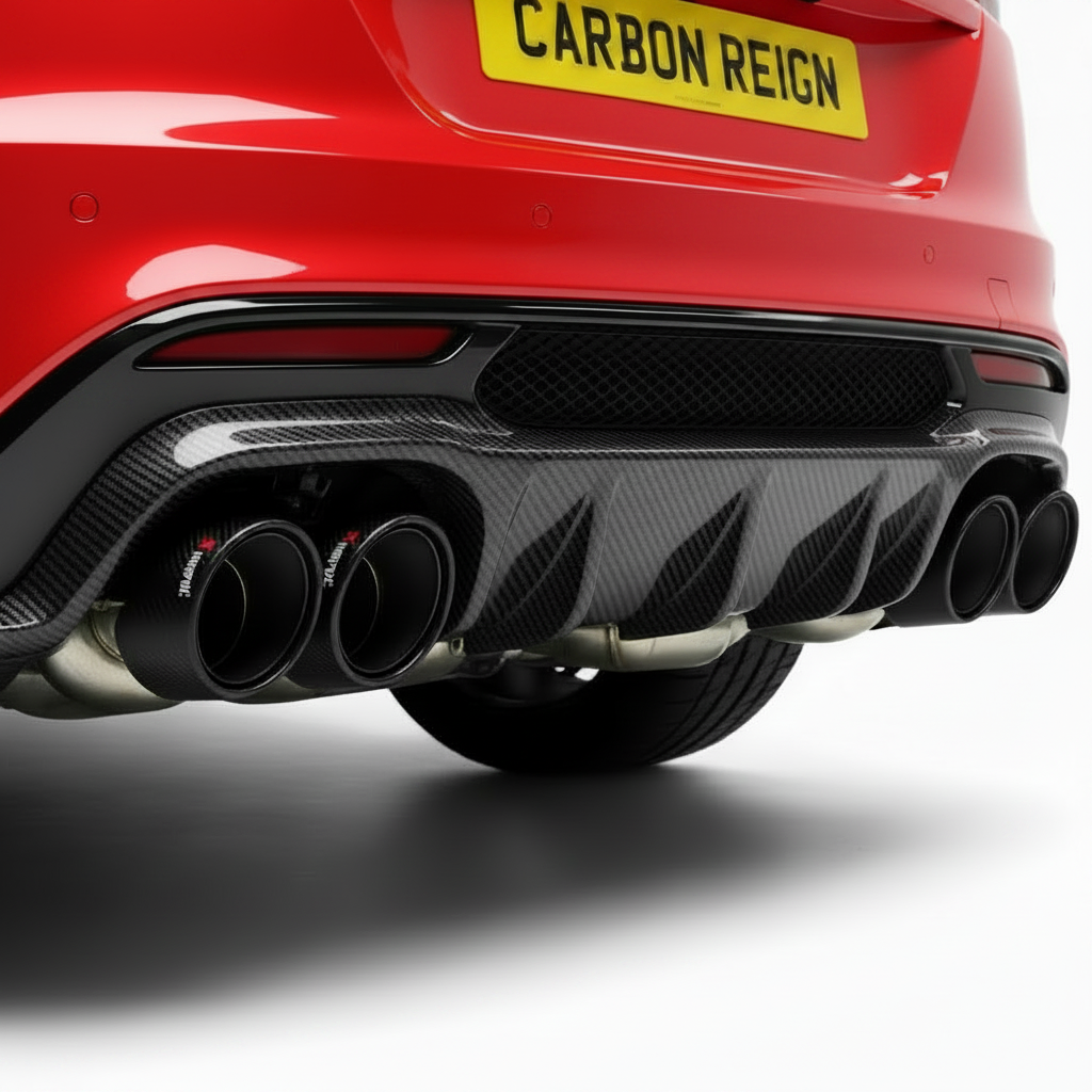 Jaguar F Pace Carbon Fiber Rear Diffuser + Exhaust Pipe Muffler Splitter