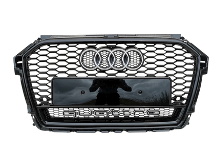 A1 - Facelift: Gloss Black RS Honeycomb Quattro Front Grill 15-18