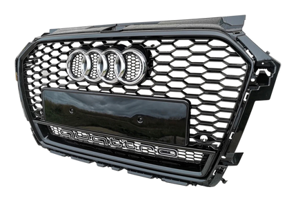A1 - Facelift: Gloss Black RS Honeycomb Quattro Front Grill 15-18