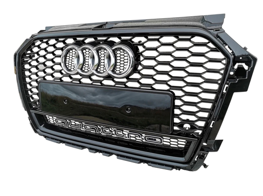 A1 - Facelift: Gloss Black RS Honeycomb Quattro Front Grill 15-18
